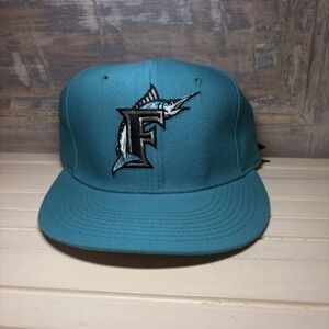 Vintage 90s Florida Marlins Hat New Era Diamond Pro Model 6 3/4 Wool USA